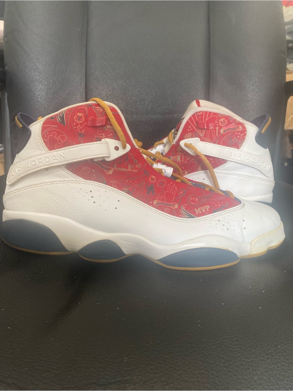 Nike Mens Basketball Shoes Size 13 Air Jordan 6 Rings White Varsity Red Sneakers
